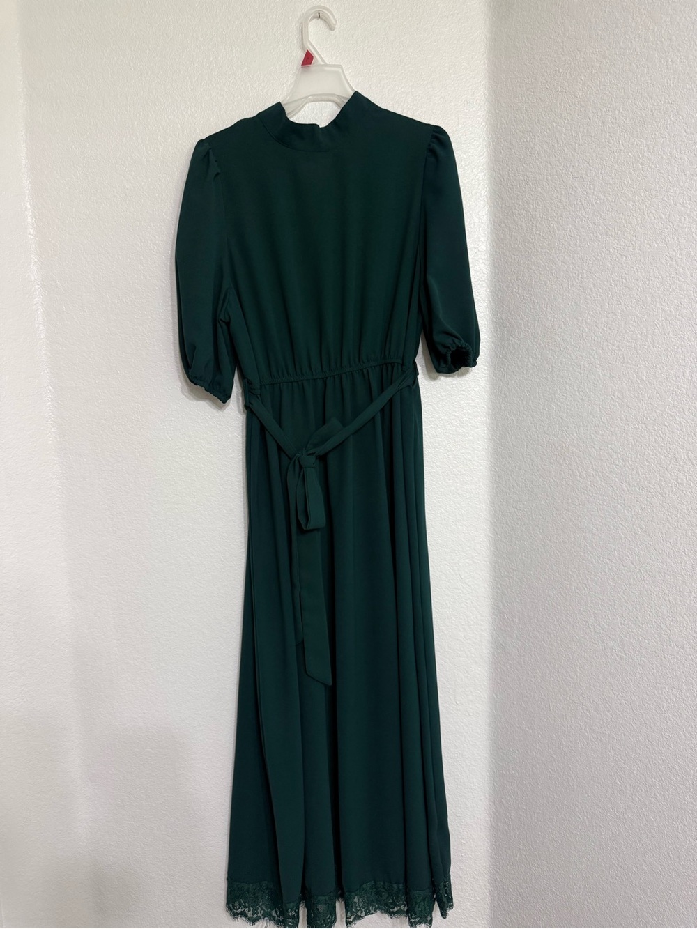 SHEIN Forest Green High-Neck Maxi Dress with Tie Waist